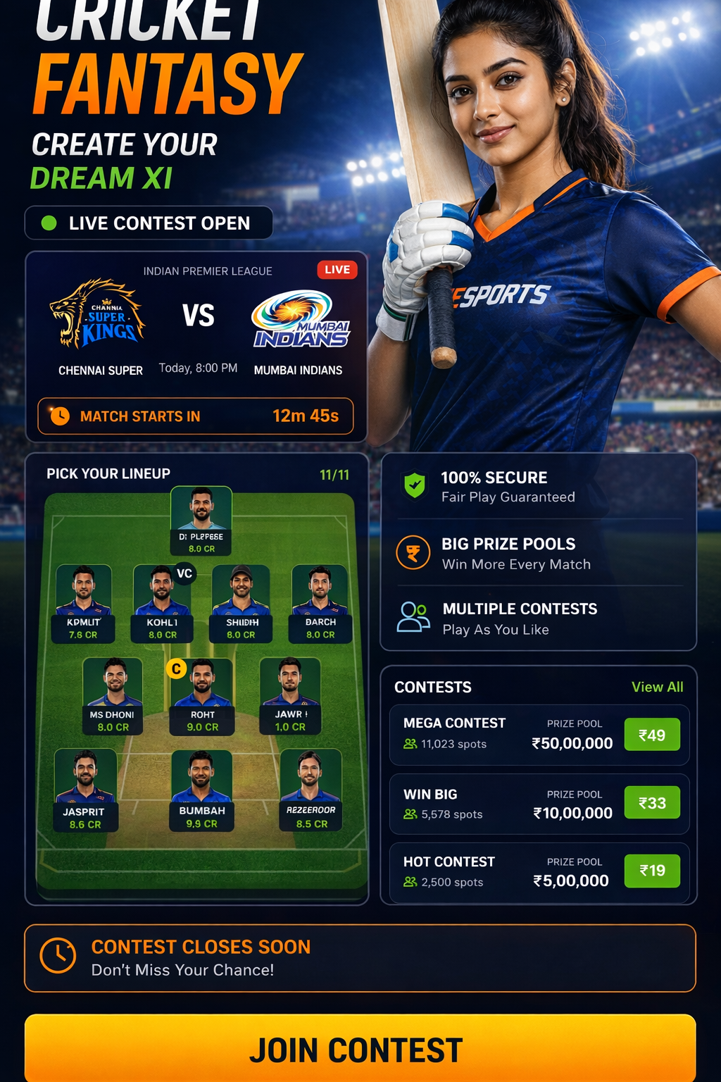 Come App DL cricket matchday visual